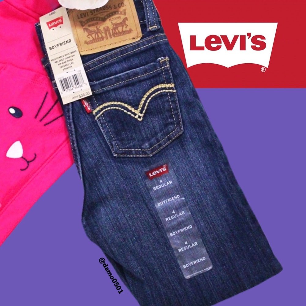 NWT Levi’s Girls Boyfriend Jeans 👖 Medium Wash - Picture 1 of 7